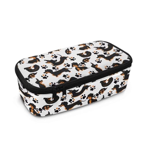 Howilath Kinder-Federmäppchen mit großem Fassungsvermögen für Mädchen, großes Federmäppchen, Organizer, Grundschule, Stifteetui, Dackel-Hundepfote, 10.24"*4.49"*3.15, Schulranzen von Howilath