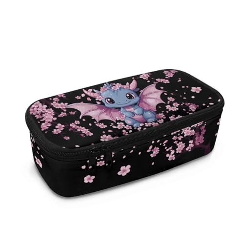 Howilath Kinder-Federmäppchen mit großem Fassungsvermögen für Mädchen, großes Federmäppchen, Organizer, Grundschule, Stifteetui, Drachenkirschblüten, 10.24"*4.49"*3.15, Schulranzen von Howilath