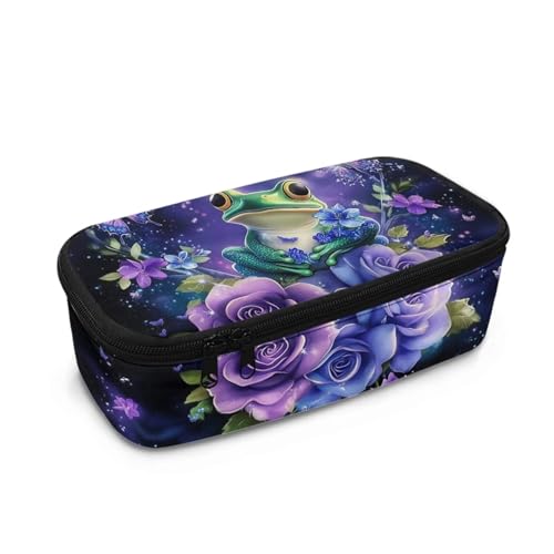 Howilath Kinder-Federmäppchen mit großem Fassungsvermögen für Mädchen, großes Federmäppchen, Organizer, Grundschule, Stifteetui, frosch, 10.24"*4.49"*3.15, Schulranzen von Howilath