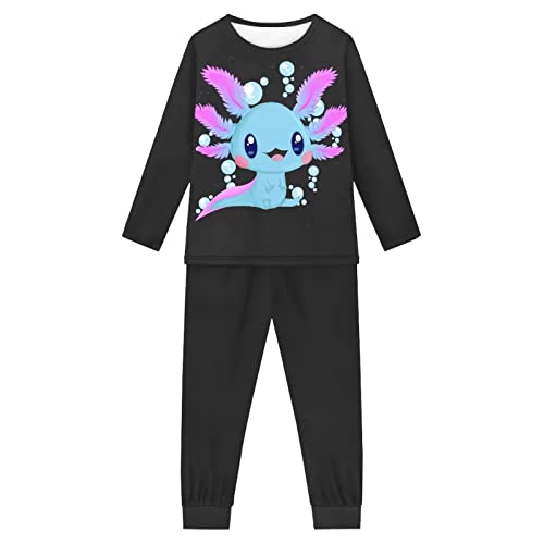Howilath Kinder Pyjama Anzug Erdbeere Rosa Lounge Wear Casual Nachtwäsche Bequeme Nachtwäsche Langarm Outfits für Teenager, Axolotl Designer, 11-12 Jahre von Howilath