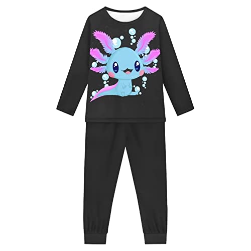 Howilath Kinder Pyjama Anzug Erdbeere Rosa Lounge Wear Casual Nachtwäsche Bequeme Nachtwäsche Langarm Outfits für Teenager, Axolotl Designer, 13-14 Jahre von Howilath