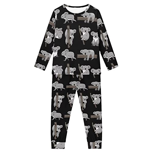 Howilath Kinder Pyjama Anzug Erdbeere Rosa Lounge Wear Casual Nachtwäsche Bequeme Nachtwäsche Langarm Outfits für Teenager, Koala Designer, 11-12 Jahre von Howilath