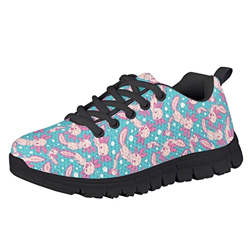 Howilath Kinder Sneakers entzückende Cartoon Axolotl Blaue Laufschuhe schnüren athletische Schuhe atmungsaktive Trainer für Jungen Mädchen schwarz-31 von Howilath