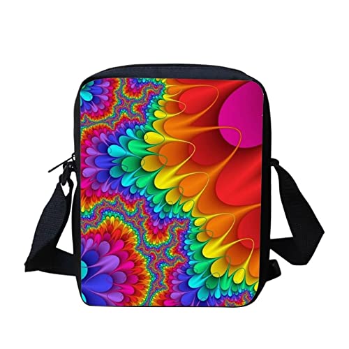 Howilath Kleine Umhängetasche mit Sonnenblumen-Druck, lustiges Tiermuster, für Outdoor, Reisen, lässige Kuriertasche, Handtaschen, Rainbow Trippy Designer, Small von Howilath