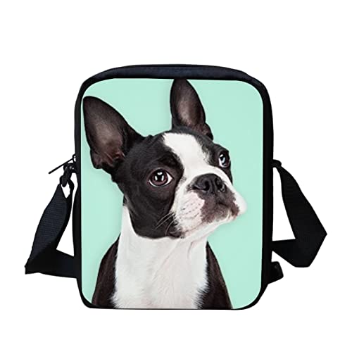 Howilath Kleine Umhängetasche mit Sonnenblumen-Druck, lustiges Tiermuster, für Outdoor, Reisen, lässige Kuriertasche, Handtaschen, Boston Terrier Designer, Small von Howilath