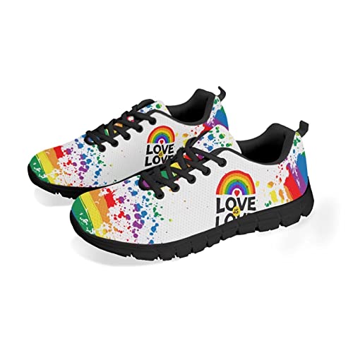 Howilath LGBT Pride Rainbow Love Pattern Damen Laufschuhe Freizeit Stilvolle Bequeme Leichte Jogging Trainer Flache Turnschuhe Howilath LGBT Pride Rainbow Love Pattern Damen Laufschuhe Freizeit Stilvolle Bequeme Leichte Jogging Trainer Flache Turnschuhe von Howilath