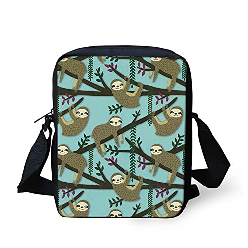 Howilath Lustiges Faultier Türkis Print Mini Messenger Verstellbarer Riemen Schultertasche Handtaschen Handytasche von Howilath