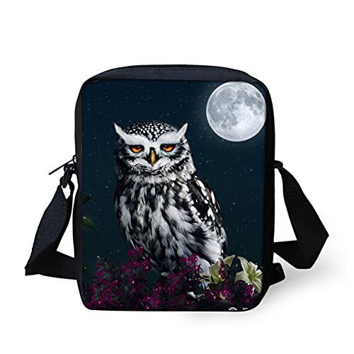 Howilath Niedlicher Welpe Damen Messenger Arbeitstasche – Tiere Kunst Design Crossbody Tasche Canvas Crossbody Handy Geldbörse Geldbörse, eule, Small von Howilath