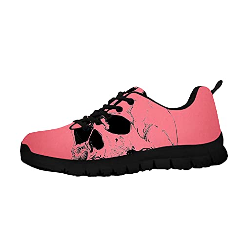 Howilath Pink Sketch Skull Damen Sportlich Niedlich Leichte Lässige Mesh Wanderschuhe - Ultraleichter Slip on Trainer EU 44 von Howilath