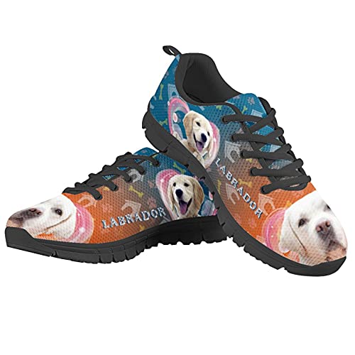 Howilath Puppy Labrador Damenschuhe Trainer Herzdruck Hund Sportlich Tennis Wanderschuhe Damen Trainer Slip-on Sportschuhe - Schwarze Sohle EU 38 von Howilath