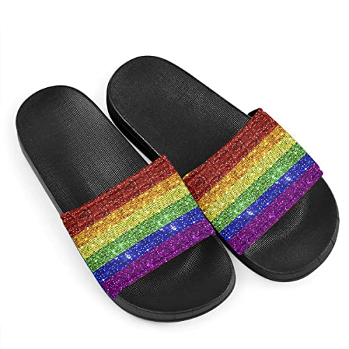 Howilath Sommer-Slipper für Damen und Kinder, bequeme weiche Sohle, rutschfeste Hausschuhe, Regenbogen, 37.5 EU Weit von Howilath