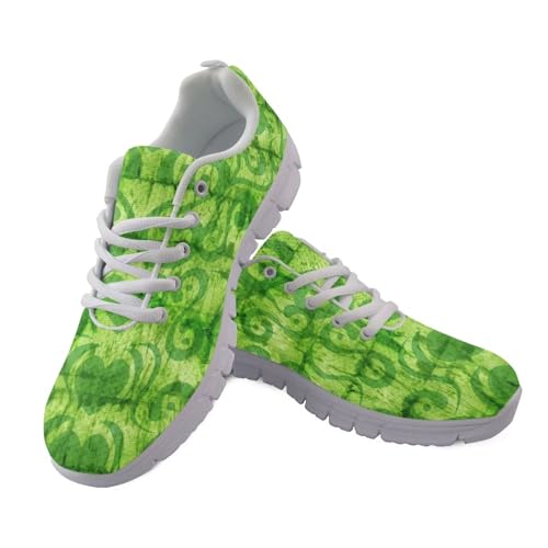 Howilath St. Patrick's Day Damen Trainer Schuhe Herzen Leichte Laufschuhe Liebe Herz Grün Stilvolle Bequeme Atmungsaktive Flat Walking Jogging Turnschuhe-41 von Howilath