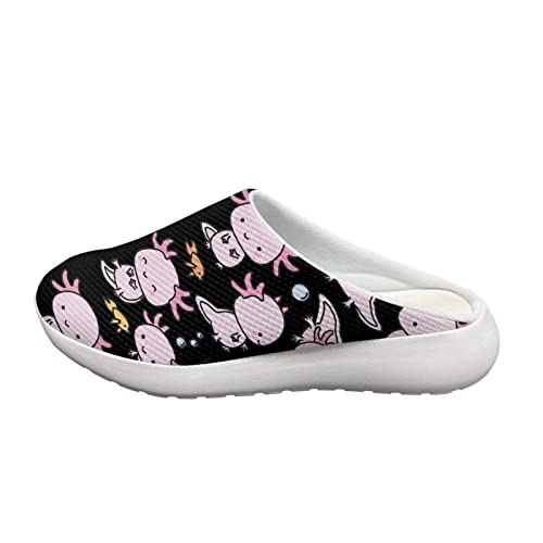 Howilath Süße Cartoon Axolotl schwarze Sandalen Atmungsaktive Mesh Hausschuhe Casual Sliders weiche Haus Hausschuhe für Damen Männer-35 von Howilath