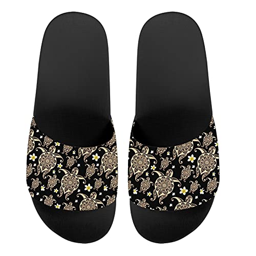 Howilath Süße Tier-Damensandalen mit offenem Zehenbereich, flach, Mandala, Galaxie, Schmetterlinge, buntes Design, - Boho-Meeresschildkröte - Größe: 39 EU von Howilath
