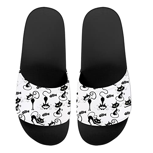 Howilath Süße Tier-Damensandalen mit offenem Zehenbereich, flach, Mandala, Galaxie, Schmetterlinge, buntes Design, - schwarze katze - Größe: 41.5 EU von Howilath