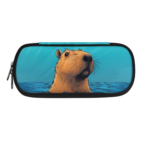 Howilath Tragbares Federmäppchen für Kinder, für Jungen und Mädchen, Schreibwaren-Organizer, Federmäppchen, Cartoon-Capybara, 8.8"L x 1.7"W x 4.1"H, Schulranzen von Howilath