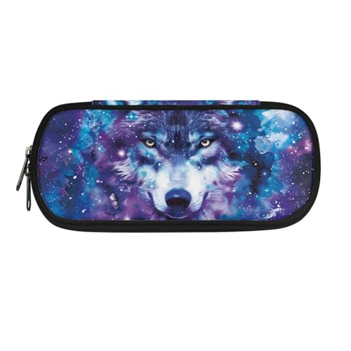 Howilath Tragbares Federmäppchen für Kinder, für Jungen und Mädchen, Schreibwaren-Organizer, Federmäppchen, Galaxy Wolf, 8.8"L x 1.7"W x 4.1"H, Schulranzen von Howilath