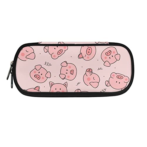 Howilath Tragbares Federmäppchen für Kinder, für Jungen und Mädchen, Schulbedarf, Organizer, Federmäppchen, Cartoon Pink Pigs, 8.8"L x 1.7"W x 4.1"H, Schulranzen von Howilath