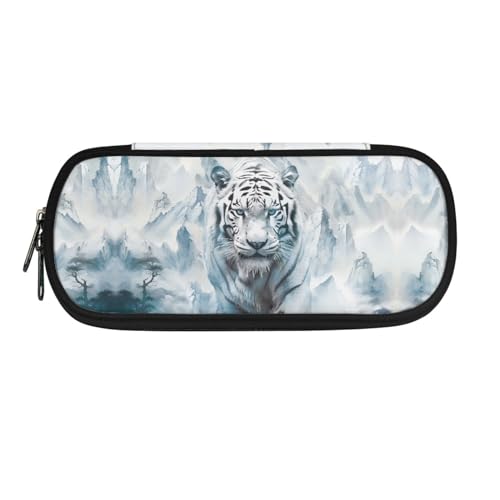 Howilath Tragbares Federmäppchen für Kinder, für Jungen und Mädchen, Schulbedarf, Organizer, Federmäppchen, Tier Tiger, 8.8"L x 1.7"W x 4.1"H, Schulranzen von Howilath