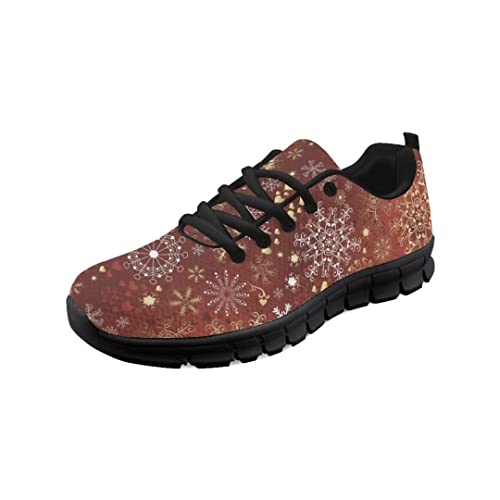 Howilath Weihnachten Schneeflocke dunkelrot Bedruckte Damen Sneakers Bequeme Laufschuhe Damen Turnschuhe Atmungsaktive Sportschuhe schwarz EU 45 von Howilath