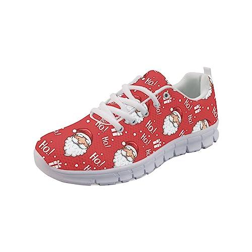 Howilath Weihnachtsschuhe Santa Cluas rote Sportschuhe Bequeme Trainer Ho Ho Ho Laufschuhe Atmungsaktive Jogger Schuhe für Damen Männer EU 39 von Howilath