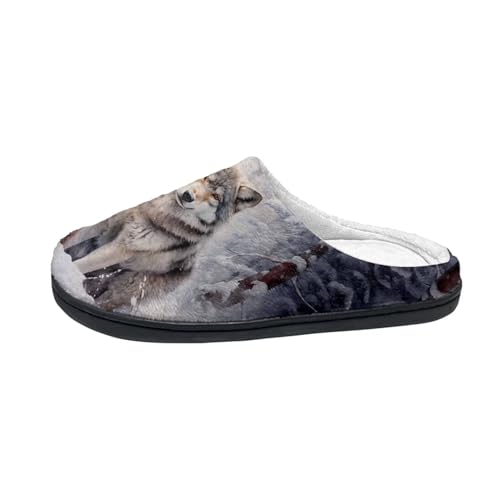 Howilath Wolf Haus Hausschuhe für Frauen - Indoor Outdoor 3D Tiere Warme Rutschfeste Schnee Wald Pantoffeln - Größe 40-41 von Howilath