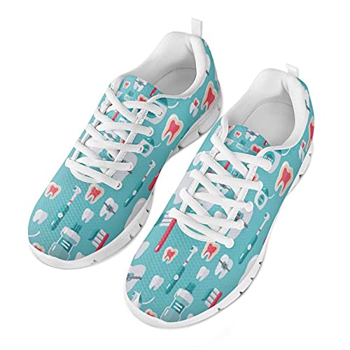 Howilath Zahnarzt Hellblau Casual Urlaub Wanderschuhe Cartoon Zahn Anti Rutsch rutschfeste Mesh Walking Loafer Keine Slip Turnschuhe Tennisschuhe EU 40 von Howilath