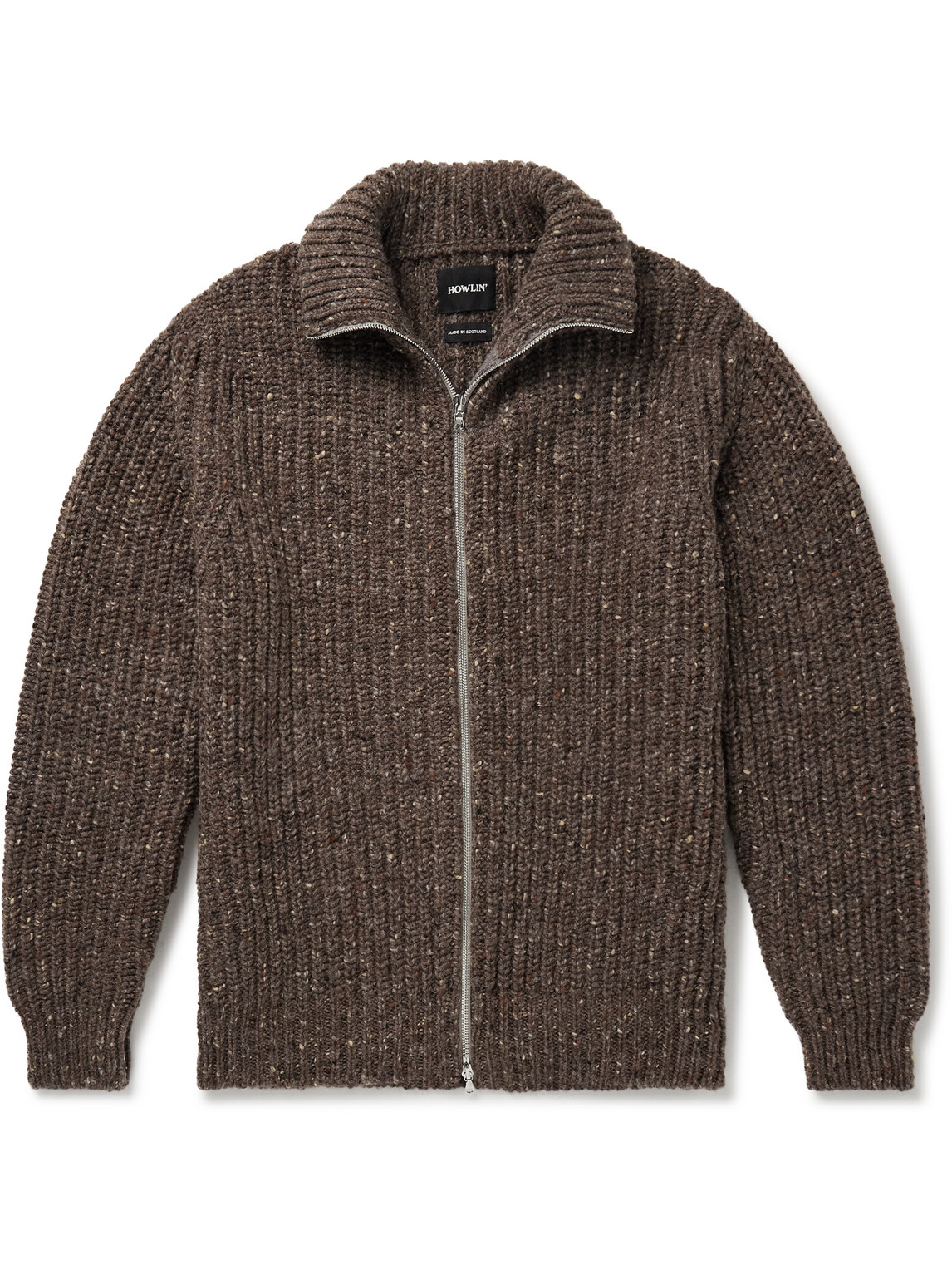 Howlin' - Loose Ends Ribbed Donegal Wool Zip-Up Cardigan - Men - Brown - XXL von Howlin'