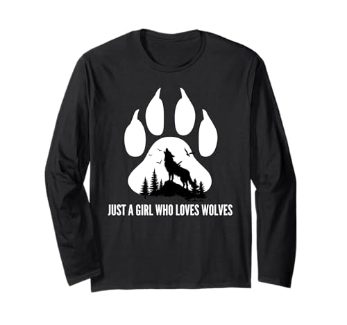 Nur EIN Mädchen, das Wölfe mit Pfotenabdruck liebt, Tochter Einer Wilden Frau Langarmshirt Nur EIN Mädchen, das Wölfe mit Pfotenabdruck liebt, Tochter Einer Wilden Frau Langarmshirt von Howling Wolf Loving Girls Birthday Party Outfit