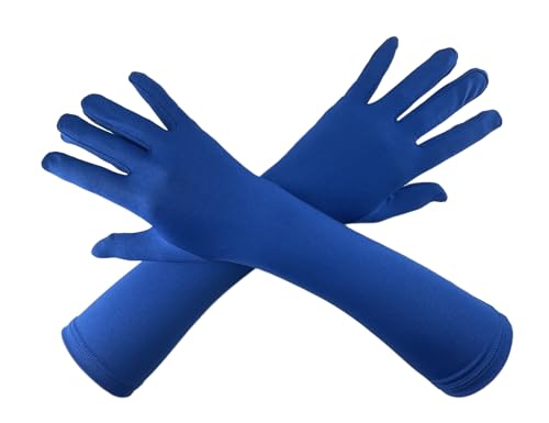 Howriis Unisex Erwachsene Lange Elasthan Ellenbogenhandschuhe 38,1 cm Vollfinger Fäustlinge Handschuhe, Blau, 38 cm von Howriis