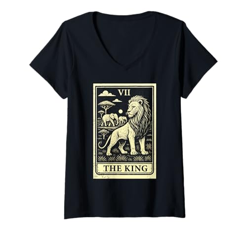 Damen Tarotkarte The King Lion Family African Big Five T-Shirt mit V-Ausschnitt Damen Tarotkarte The King Lion Family African Big Five T-Shirt mit V-Ausschnitt von Howzit South Africa