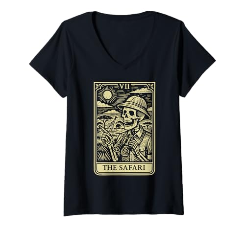 Damen Tarotkarte The Safari Explorer African Game Park Big Five T-Shirt mit V-Ausschnitt Damen Tarotkarte The Safari Explorer African Game Park Big Five T-Shirt mit V-Ausschnitt von Howzit South Africa