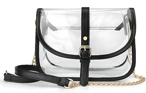 Transparenter Sattel Umhängetasche Damen Kette Schulter Handtasche Geldbörse, schwarz, Medium von Hoxis