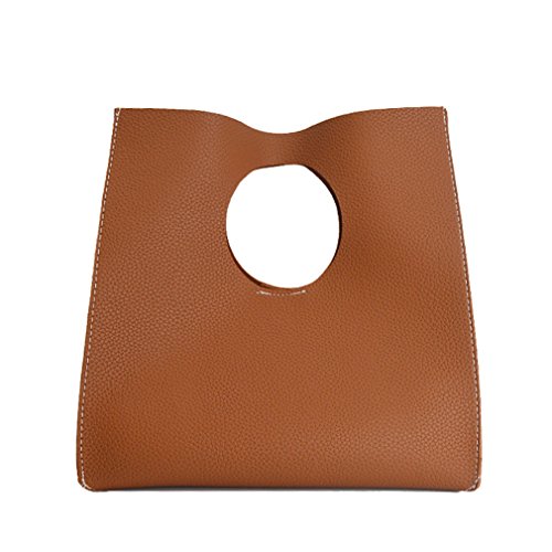 Hoxis Handtasche im minimalistischen Vintage-Stil, weiches PU-Leder, Clutch, kleine Tragetasche, braun, Large von Hoxis