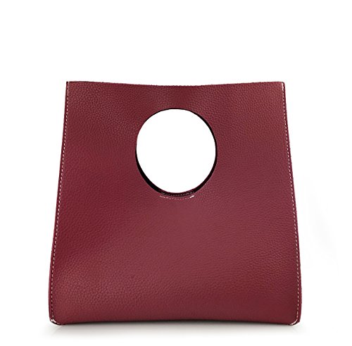 Hoxis Handtasche im minimalistischen Vintage-Stil, weiches PU-Leder, Clutch, kleine Tragetasche, burgunderfarben, Small von Hoxis