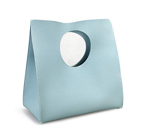 Hoxis Handtasche im minimalistischen Vintage-Stil, weiches PU-Leder, Clutch, kleine Tragetasche, ozeanblau, Large von Hoxis