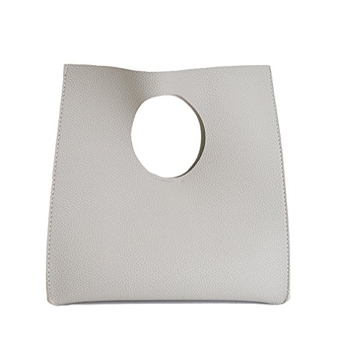Hoxis Kleine Handtasche im Vintage-Stil aus weichem PU-Leder, grau, Large von Hoxis