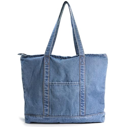 HOXIS damen geringes gewicht weiche denim trage shopper schulterhand mittel blau von Hoxis