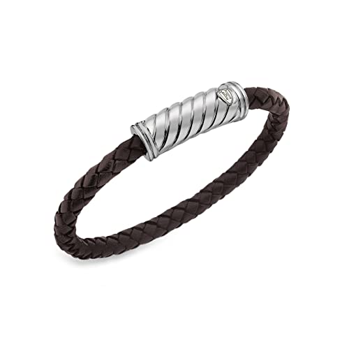 Hoxton London Herren-Armband Twist geflochtene Leder mit Silber Magnetverschluss 0.28.4753 von HOXTON LONDON