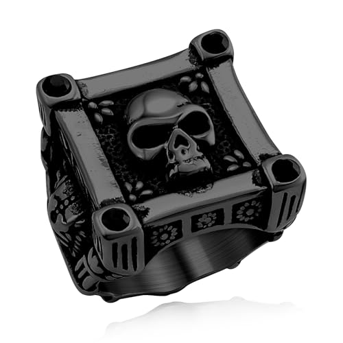 Hoyazvet Coole Retro-Totenkopf-Ringe, 316L Edelstahl/18 Karat Gold/Schwarz, Gothic-Totenkopf-Bandring, Glaubensschmuck für Männer und Frauen, Größe 7–14, mit Geschenkbox, Edelstahl, Kein Edelstein Hoyazvet Coole Retro-Totenkopf-Ringe, 316L Edelstahl/18 Karat Gold/Schwarz, Gothic-Totenkopf-Bandring, Glaubensschmuck für Männer und Frauen, Größe 7–14, mit Geschenkbox, Edelstahl, Kein Edelstein von Hoyazvet
