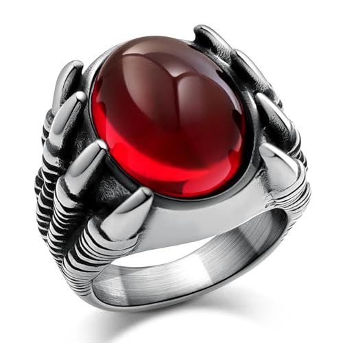 Hoyazvet Drachenklauen-Ring für Herren, Edelstahl, Gothic-Stil, mit Schwarz/18 Karat Gold-Finish, rot/schwarzer Edelstein, Kristallstein, Siegelring, Punk-Schmuck, Größe 7–14, inklusive Geschenkbox Hoyazvet Drachenklauen-Ring für Herren, Edelstahl, Gothic-Stil, mit Schwarz/18 Karat Gold-Finish, rot/schwarzer Edelstein, Kristallstein, Siegelring, Punk-Schmuck, Größe 7–14, inklusive Geschenkbox von Hoyazvet