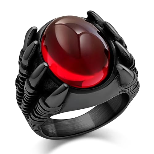 Hoyazvet Drachenklauen-Ring für Herren, Edelstahl, Gothic-Stil, mit Schwarz/18 Karat Gold-Finish, rot/schwarzer Edelstein, Kristallstein, Siegelring, Punk-Schmuck, Größe 7–14, inklusive Geschenkbox Hoyazvet Drachenklauen-Ring für Herren, Edelstahl, Gothic-Stil, mit Schwarz/18 Karat Gold-Finish, rot/schwarzer Edelstein, Kristallstein, Siegelring, Punk-Schmuck, Größe 7–14, inklusive Geschenkbox von Hoyazvet
