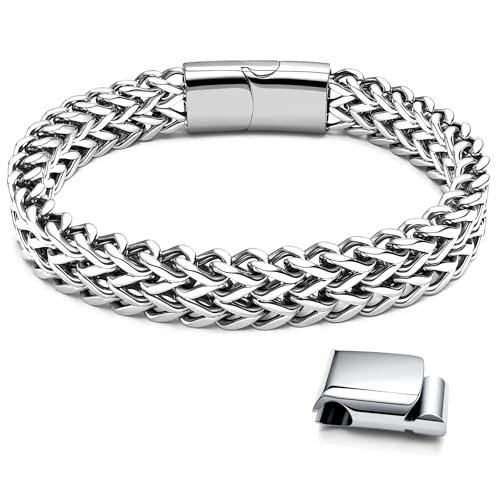 Hoyazvet Edelstahl-Franco-Kettenarmbänder für Herren – 6 mm/8 mm/10 mm/12 mm Breite, 19,1 cm/21,1 cm Länge, schwarz & 18 Karat Metall, langlebiges und verstellbares kubanisches Gliederarmband, 7.5 Hoyazvet Edelstahl-Franco-Kettenarmbänder für Herren – 6 mm/8 mm/10 mm/12 mm Breite, 19,1 cm/21,1 cm Länge, schwarz & 18 Karat Metall, langlebiges und verstellbares kubanisches Gliederarmband, 7.5 von Hoyazvet
