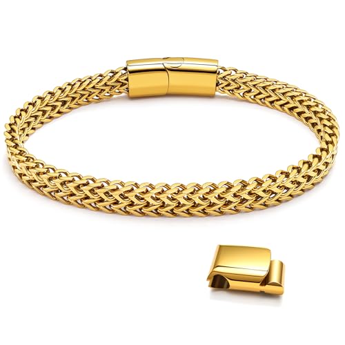 Hoyazvet Edelstahl-Franco-Kettenarmbänder für Herren – 6 mm/8 mm/10 mm/12 mm Breite, 19,1 cm/21,1 cm Länge, schwarz & 18 Karat Metall, langlebiges und verstellbares kubanisches Gliederarmband, 8.3 Hoyazvet Edelstahl-Franco-Kettenarmbänder für Herren – 6 mm/8 mm/10 mm/12 mm Breite, 19,1 cm/21,1 cm Länge, schwarz & 18 Karat Metall, langlebiges und verstellbares kubanisches Gliederarmband, 8.3 von Hoyazvet