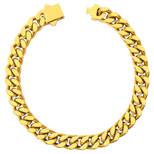 Hoyazvet Kubanisches Gliederkettenarmband für Herren, 5/7/9/13 mm Breite, 19 cm Länge, 18 Karat Gold/Schwarz plattiert/Edelstahl Panzerkette für Herren, 7.5"(19cm), Edelstahl, Kein Edelstein von Hoyazvet