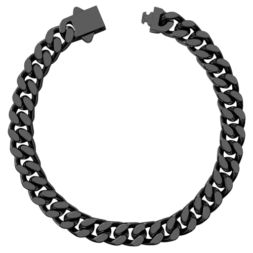 Hoyazvet Kubanisches Gliederkettenarmband für Herren, 5/7/9/13 mm Breite, 19 cm Länge, 18 Karat Gold/Schwarz plattiert/Edelstahl Panzerkette für Herren, 7.5"(19cm), Edelstahl, Kein Edelstein von Hoyazvet
