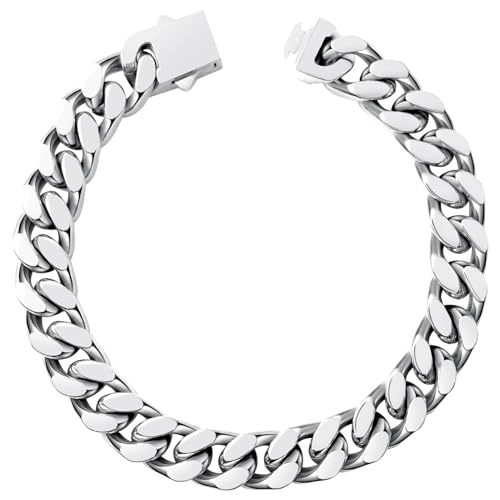 Hoyazvet Kubanisches Gliederkettenarmband für Herren, 5/7/9/13 mm Breite, 19 cm Länge, 18 Karat Gold/Schwarz plattiert/Edelstahl Panzerkette für Herren, 7.5"(19cm), Edelstahl, Kein Edelstein von Hoyazvet