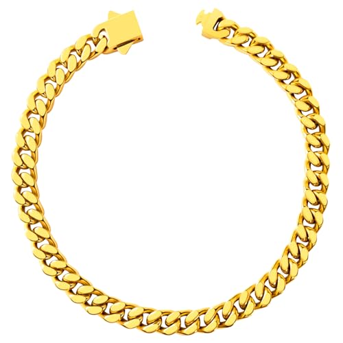 Hoyazvet Kubanisches Gliederkettenarmband für Herren, 5/7/9/13 mm Breite, 19 cm Länge, 18 Karat Gold/Schwarz plattiert/Edelstahl Panzerkette für Herren, 7.5"(19cm), Edelstahl, Kein Edelstein von Hoyazvet
