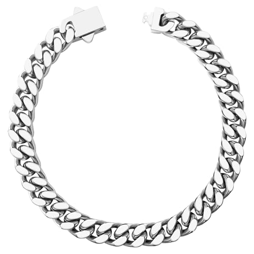 Hoyazvet Kubanisches Gliederkettenarmband für Herren, 5/7/9/13 mm Breite, 19 cm Länge, 18 Karat Gold/Schwarz plattiert/Edelstahl Panzerkette für Herren, 8.3"(21cm), Edelstahl, Kein Edelstein von Hoyazvet
