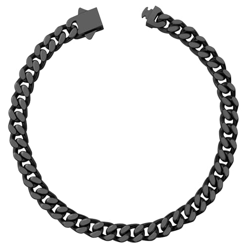 Hoyazvet Kubanisches Gliederkettenarmband für Herren, 5/7/9/13 mm Breite, 19 cm Länge, 18 Karat Gold/Schwarz plattiert/Edelstahl Panzerkette für Herren, 9.0"(23cm), Edelstahl, Kein Edelstein von Hoyazvet